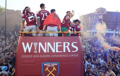 West Ham enjoyed an open-top bus parade through east London after their Europa Conference League success