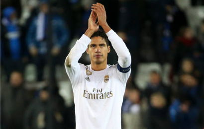 Raphael Varane of Real Madrid salutes the supporters following the UEFA Champions League group A match between Club Brugge KV and Real Madrid