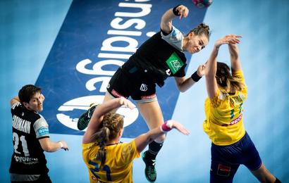 Germany and Romania doing battle at the Women's EHF European Championship 2020 tournament.