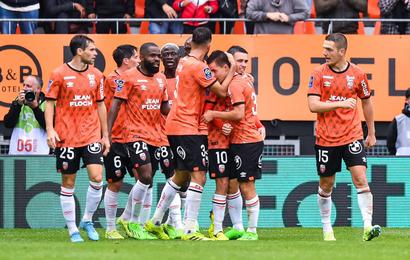 Jugadores de Lorient celebran
