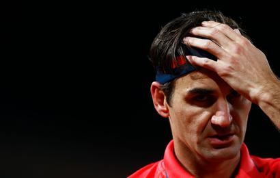 Switzerland's Roger Federer reacts during his third round match against Germany's Dominik Koepfer - Tennis - French Open - Roland Garros, Paris, France - June 5, 2021