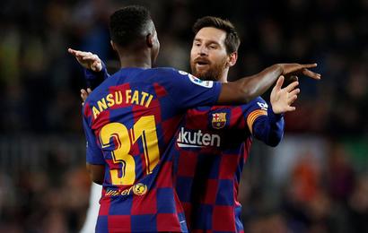 Lionel Messi finds Ansu Fati in 30' and the 17-year-old scores to Barcelona a 1-0 lead against Levante - beIN SPORTS USA