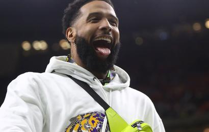LSU Tigers former player Odell Beckham, Jr. in attendance before the College Football Playoff national championship game against the Clemson Tigers at Mercedes-Benz Superdome - beIN SPORTS USA