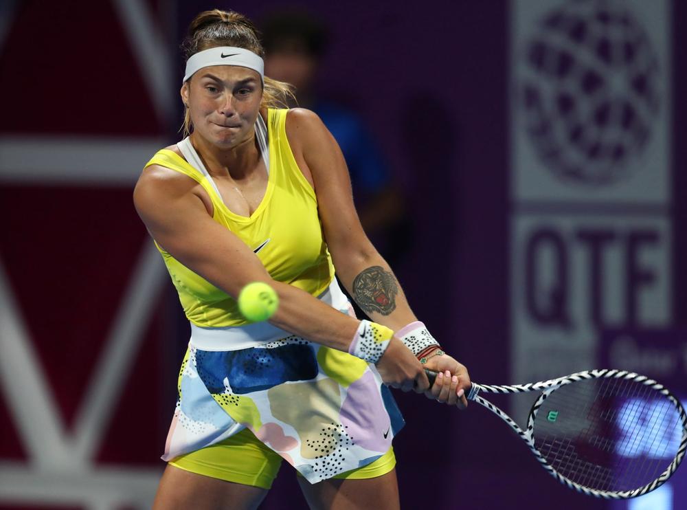Sabalenka's left arm is tattooed with the picture of a tiger. 