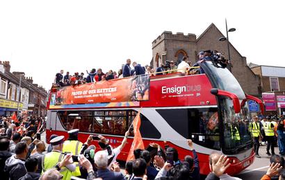 Luton during their promotion parade