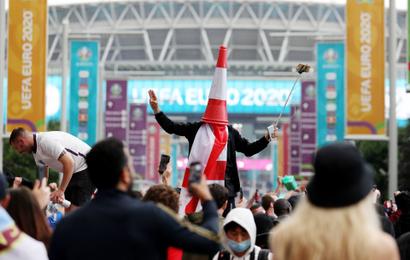 England fans outside Wembley Stadium before the Euro 2020 final - Wembley Stadium, London, Britain