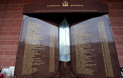 A view of the updated Hillsborough Memorial after the name of the 97th victim, Andrew Devine, was added