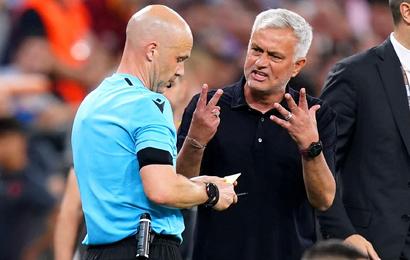 Jose Mourinho questions referee Anthony Taylor's officiating during the Europa League final