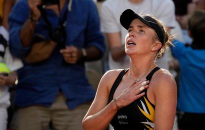 Elina Svitolina looks emotional after beating Daria Kasatkina